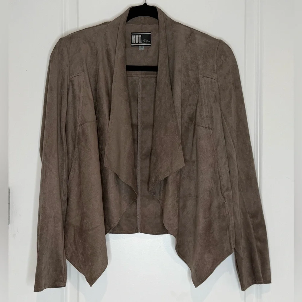 Kut from the Kloth Faux Suede lightweight Draping Jacket Women’s size XS Taupe